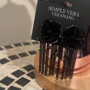Simply Vera Vera Wang Black Floral chain Earrings